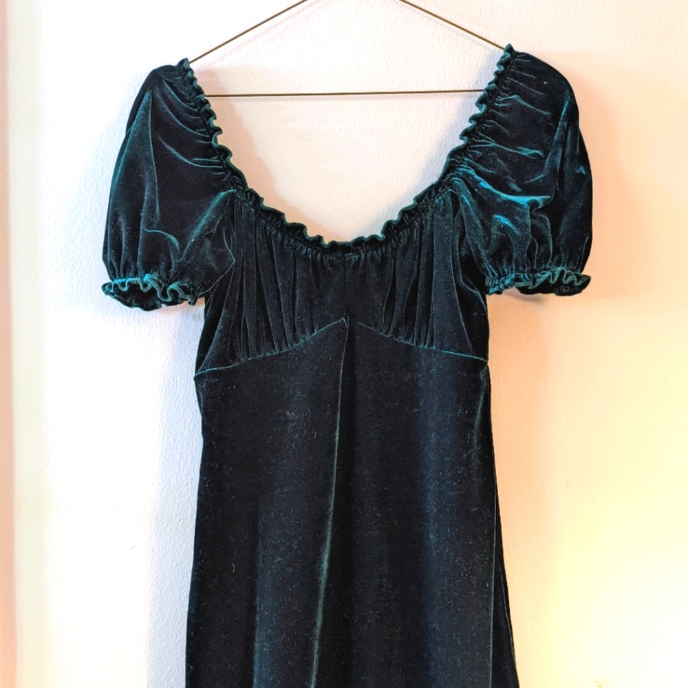 Altar'd State dark green velvet mini dress, size small - Picture 1 of 4
